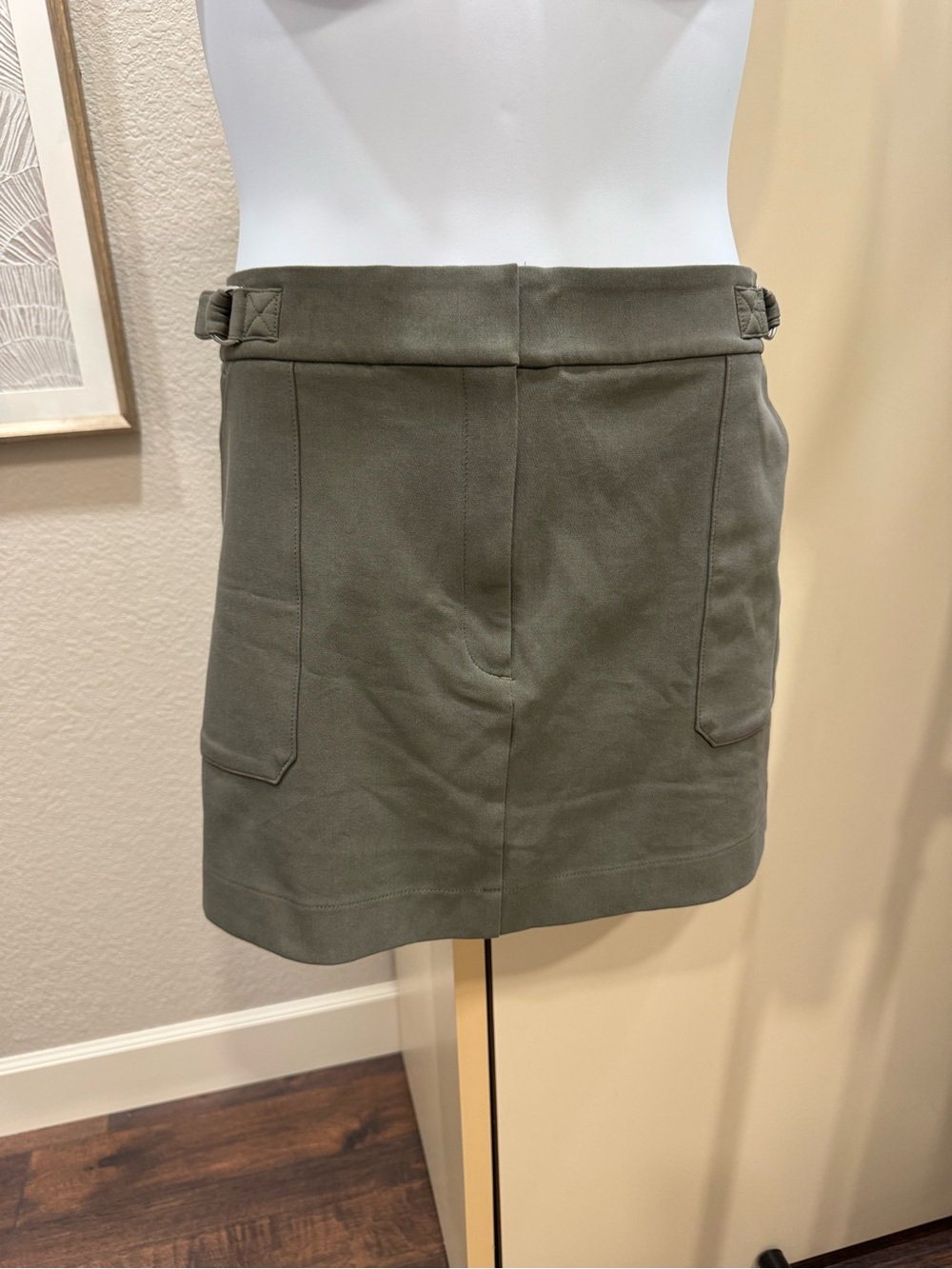 Express Olive Green Mini Skirt with Side Buckles XL
